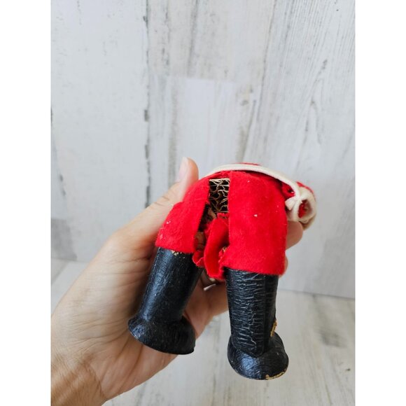 Antique cardboard felt Santa composition metal jointed figurine Xmas tree - Picture 6 of 10